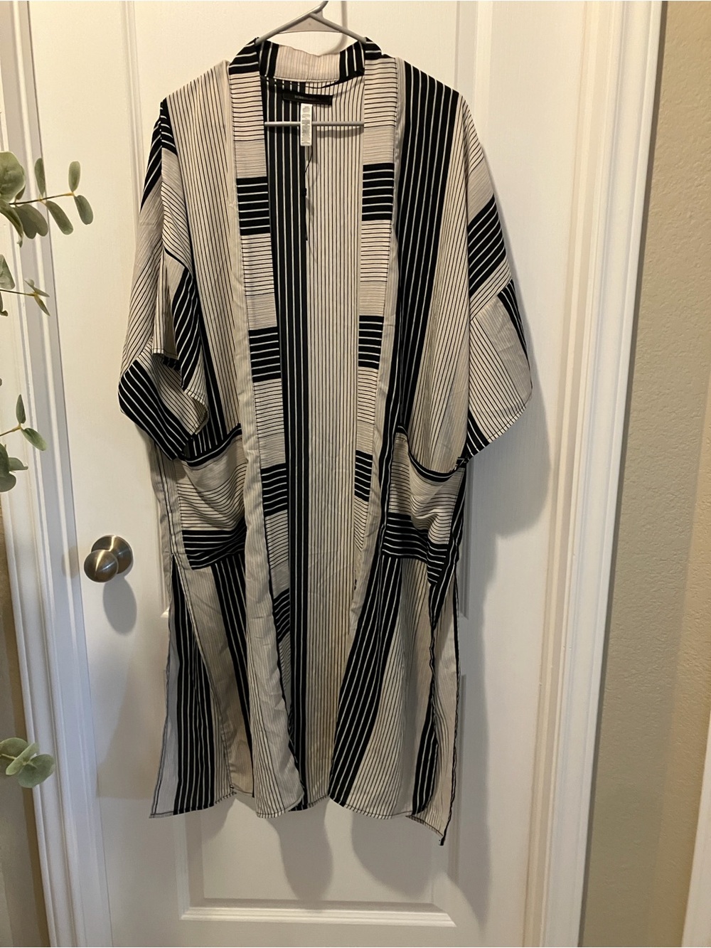 BCBGMaxAzria Navy and White Striped Swim Coverup